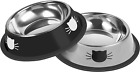 2Pcs Cat Bowls Non-Slip Stainless Steel Small Cat Food Bowls Unbreakable Thicken