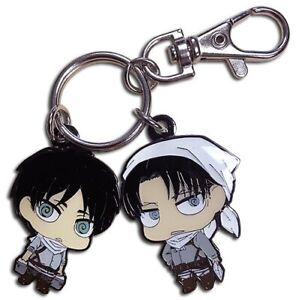 Attack On Titan Eren & Levi Cleaning Outfits Metal Keychain Anime Licensed NEW