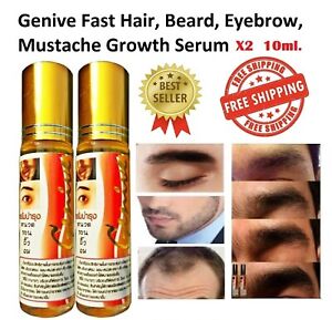 2x Genive Hair Growth Serum Long Fast Stimulator Beard Eyebrow Super Grow 10ml.