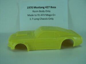 HO Slot Car Resin Body 1970 Mustang Boss Yellow AFX TOMY Mega-G+ 1.7 Chassis