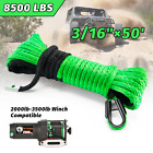 TYT 8500 LBS Synthetic Winch Rope Line Recovery Cable ATV 4WD Green 3/16