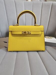 NWOT Lily & Bean Hettie Yellow Mini Bag Crossbody Leather And Fabric Straps