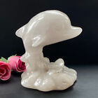 506G Rare Natural Gem jade Crystal Hand-Carved Dolphin Sculpture Cure