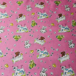 SALE Vintage Bath Time For Doggy 4 Yds Fabric