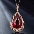 2Ct Pear Cut Lab-Created Ruby Teardrop Pendant 14K Yellow Gold Plated 18 Chain