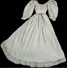 Antique Edwardian Pale Sea Green  Puff Sleeve Belle Epoque Wool Dress Gown 1800s