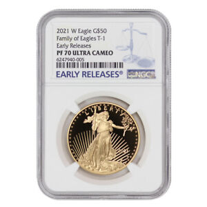 2021-W $50 Gold Eagle NGC PF70UCAM Ultra Cameo Early Releases Proof Blue Label