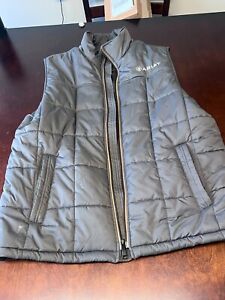Ariat Crius Insulated Brown Full Zip Logo Puffer Vest Large