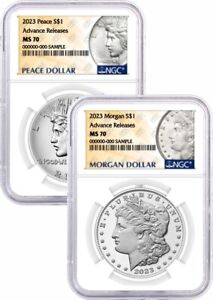 2023 $1 Morgan & Peace Dollar 2 Coin Set NGC MS70 Advance Releases