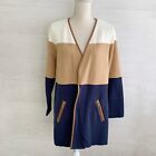 NWT Charter Club - Navy & tan open front cotton cardigan sweater jacket, L