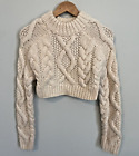 DKNY Beige Merino Wool Crop Cable Knit Sweater, Open Back, XP, Rare