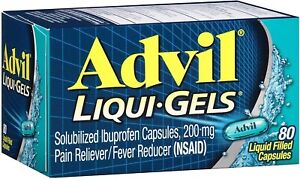 Advil 200 mg Ibuprofen Liqui Gels 80 Liquid Filled Capsules Exp 03/2025
