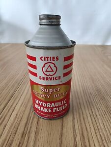 Vintage Cities Service conetop brake fluid can gas oil advertising metal rare
