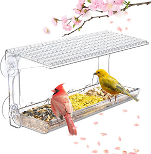 Window Bird Feeder for Outdoors, Clear Bird Feeders Window Mounted with Strong S