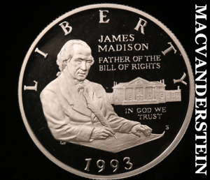 1993-S James Madison Commemorative Silver Half Dollar - Gem Proof Lustrous #V750