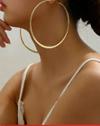 Big Round Shape Gold Tone Hoop Earrings Bling Thin Lightweight Earrings