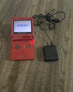 Nintendo Game Boy Advance SP Flame Red Console AGS-001 W/Charger! Tested Working
