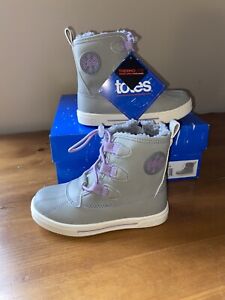Totes Kids Snow Boots Girls Size 13 M Gray Purple Sherpa Lined Insulated Winter