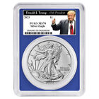 2023 $1 American Silver Eagle PCGS MS70 Trump 45th President Label Blue Frame