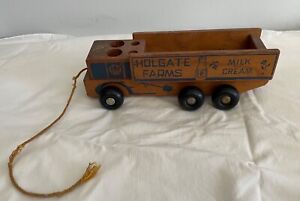 Vintage, Wooden, Pull Toy MILK TRUCK - HOLGATE TOYS -mid century