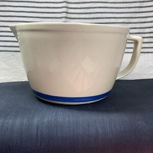 Vintage Roseville Friendship Pottery Batter Mixing Bowl Blue Stripe With Handle