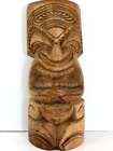 MCM-Large Tiki Statue Hand Carved Solid Wood Hawaiian Polynesian 13 3/4”