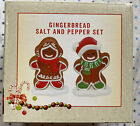 Cracker Barrel Ceramic Holiday Gingerbread Boy Girl Salt & Pepper Shakers Set