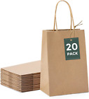 20 Pcs Brown Paper Shopping Kraft Retail Gift Merchandise Bags With Handles Bulk