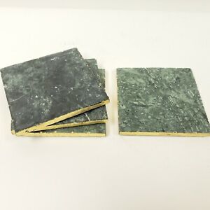 Set of 4 Green Marble Coasters with Gold Trim by Thirstystone 4
