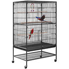 53-inch Large Parrot Bird Cockatiel Lovebird Conure Flight Cage w/ Stand, Black