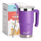 Insulated Tumbler with Handle 16 oz Stainless Steel Double Wall Vacuum Tumble...