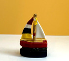 Sailboat Hinged Trinket Box with Anchor Trinket. Porcelain 3