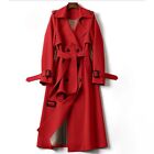 Women's Double Breasted Long Trench Coat Long Trench Coat Belted Outerwear Coat