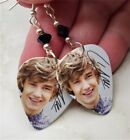 One Direction Liam Payne Guitar Pick Earrings with Black Swarovski Crystals