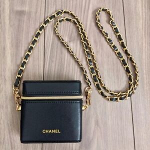 CHANEL novelty pouch Lip case Limited pouch Black 9×9×2.5cm New With Chain