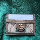 Gucci ophidia GG Card Case Holder Brown Gold Wallet