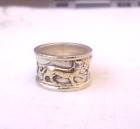 RARE Sergio Bustamante Sterling Silver Jaguar Wide Band Ring Size 6.75