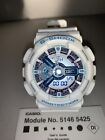 Casio G-Shock Men's Analog-Digital Resin Watch White Band with Blue GA-110WB-7A