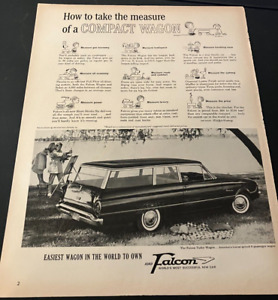 1960 Ford Falcon Wagon / The Peanuts - Vintage Original Print Ad Wall Art  CLEAN