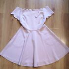 Ted Baker Fellama Bardot Scallop Baby Pink Mini Dress Size 3 UK 12 Prom Dress