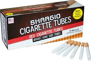 Shargio Red Full Flavor King Size KS Cigarette Filter Tubes 5 Boxes (1000 Tubes)