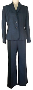 LE SUIT Women's Petite 2-Piece Black/Blue Tweed Pant Suit Fully Lined - Size 10P