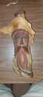 Wood Spirit Face Carving Hand Carved Tree Bark Man Wizard Gnome Signed Sculpture