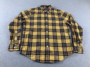 Abercrombie & Fitch Flannel Shirt Mens XL Yellow Plaid Button Down Relaxed Fit