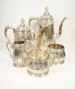 1950's Reed & Barton Sterling Silver 5-piece Coffee & Tea Set #C1950 Monogrammed