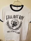 Fall out Boy t shirt mens size M black white trimed 27 L  21 across front chest