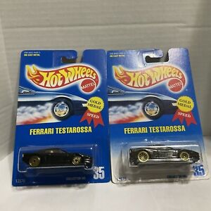 Hot Wheels Lot Of Two Ferrari Testarossa With Wheels Variations.  Collector # 35