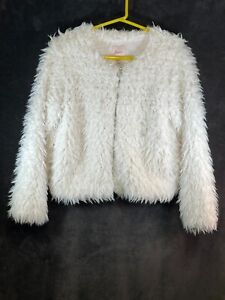 Vintage Candies Casual Comfortable Full-Zip Faux Fur Coat Jacket White Size S/M