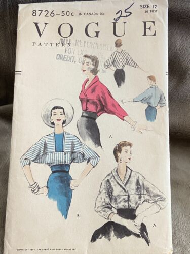 Vtg 1955 SEWING Pattern VOGUE 8726 Women's Jacket size 12 / 30 Bust