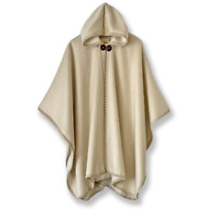 ALPACA Wool Bohemian Wrap Hooded Open Poncho Cape Shawl Blanket Unisex Handmade